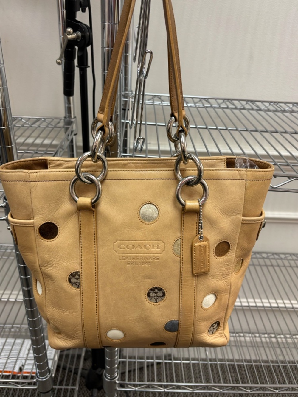 EXTREMELY RARE COACH POLKA DOT GALLERY TOTE BAG, LIMITED EDITION #F09763
